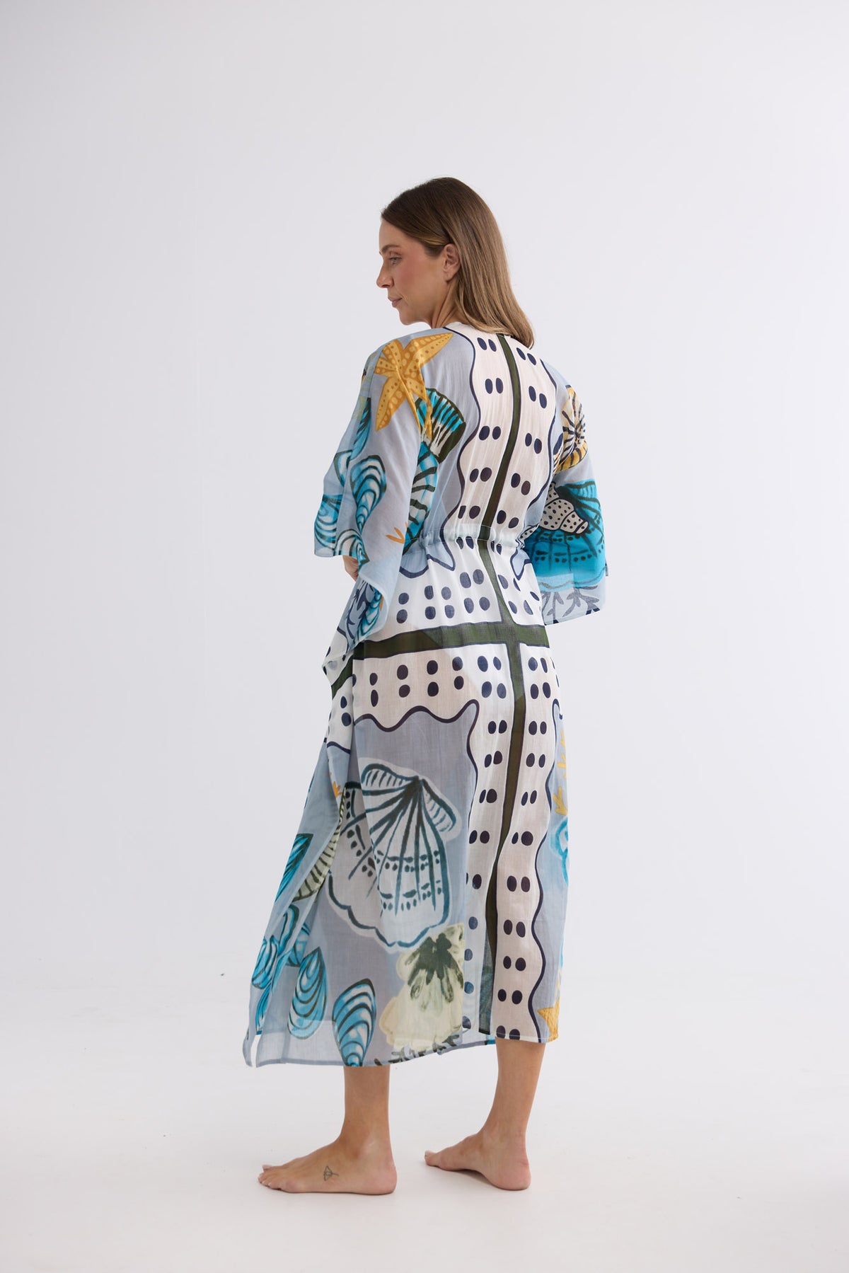 Asta Long Kaftan in Starfish Dreams — additional view.
