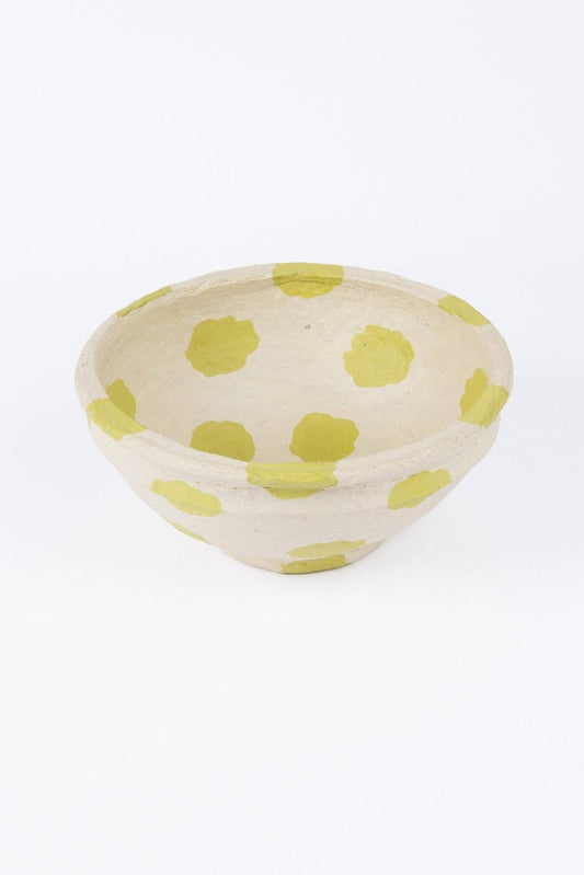 Spotty Bowl - Natural w Green