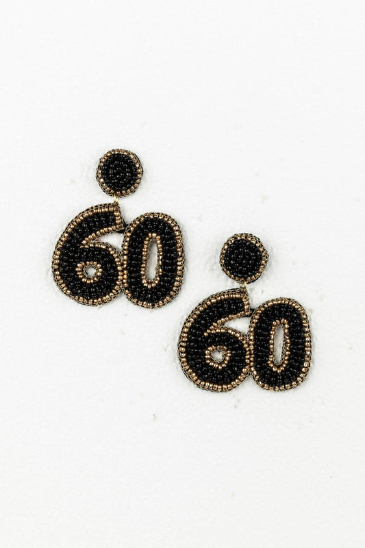 60th Earrings - Black