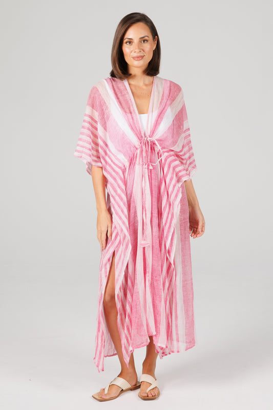 Asta Long Kaftan - Pink Stripe