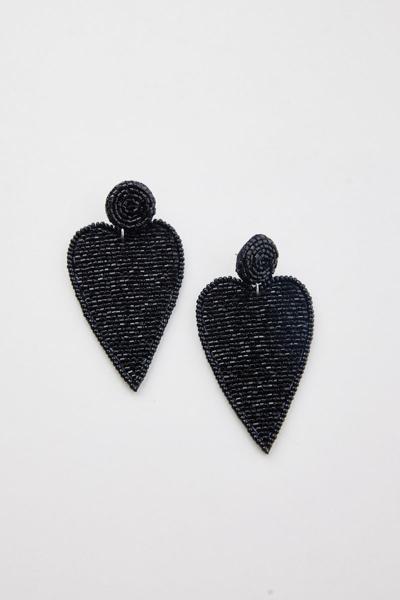 Big Heart Earrings - Black