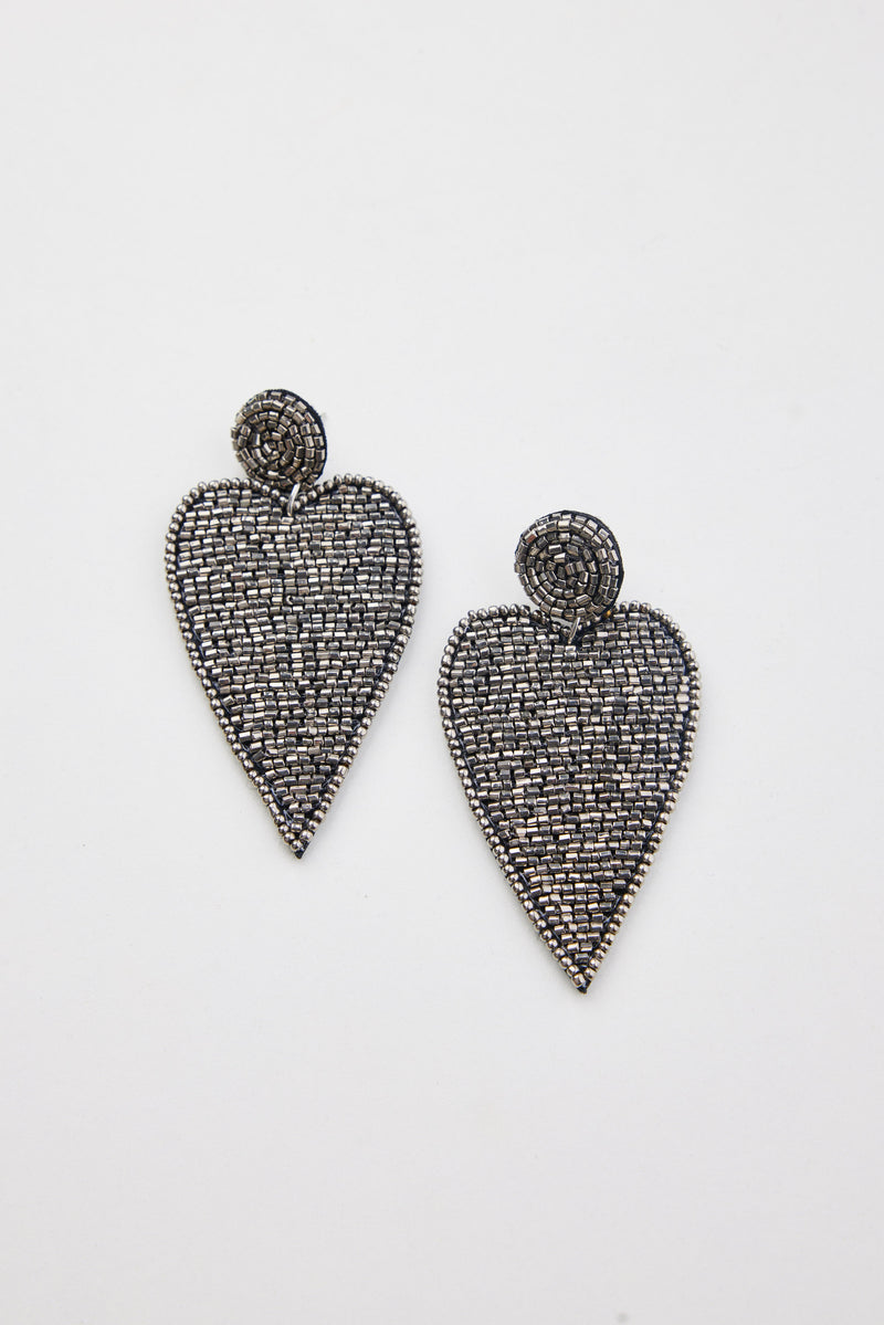 Big Heart Earrings - Silver