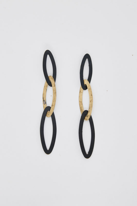 Porto Earrings - Black + Gold