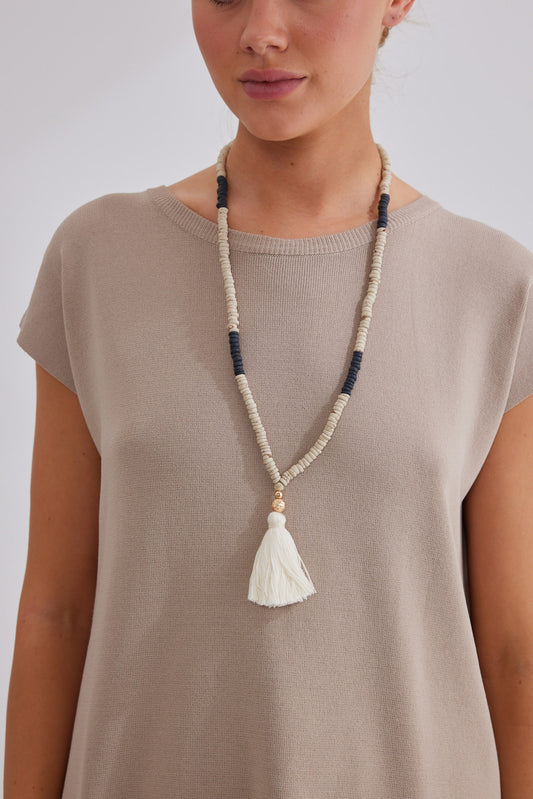 Bansali Necklace - Ivory + Black