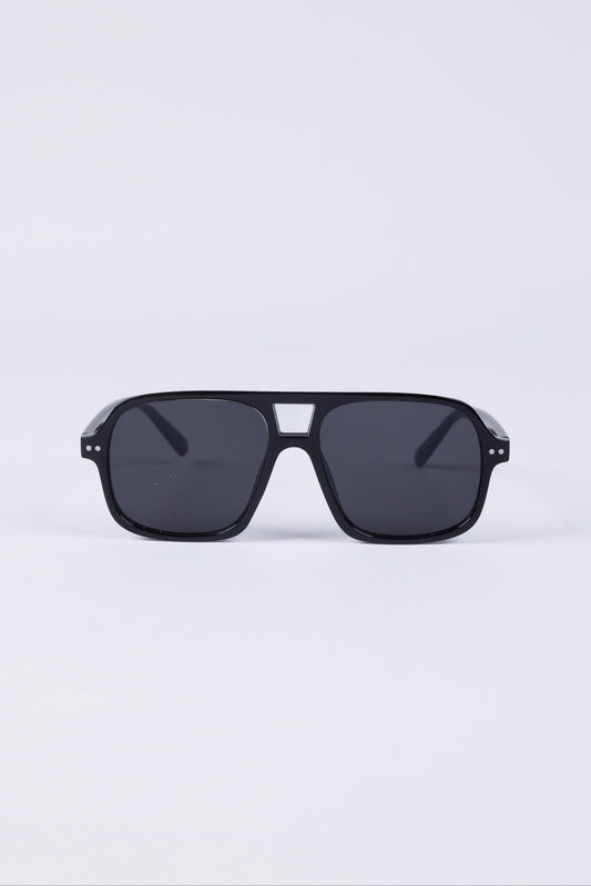 Black sunglasses on a light gray background