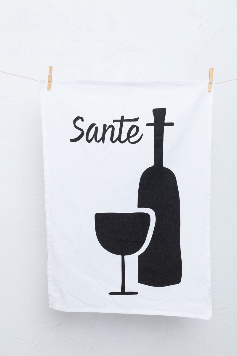 Sante Tea Towel - White + Black